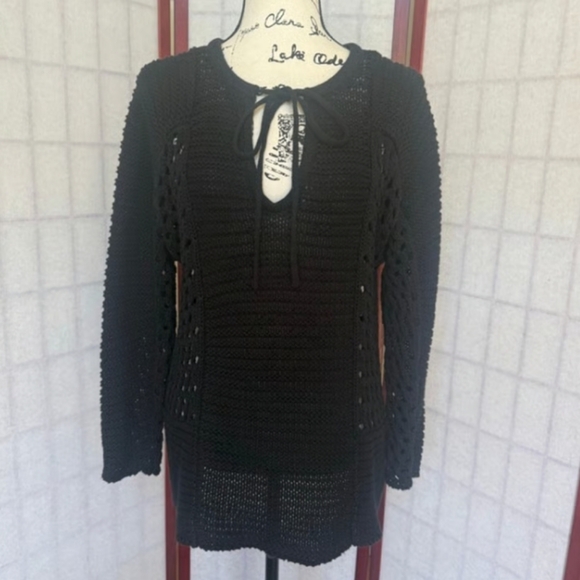 CAbi 6411 Beachcomber Black Knit Sweater L - Picture 3 of 10